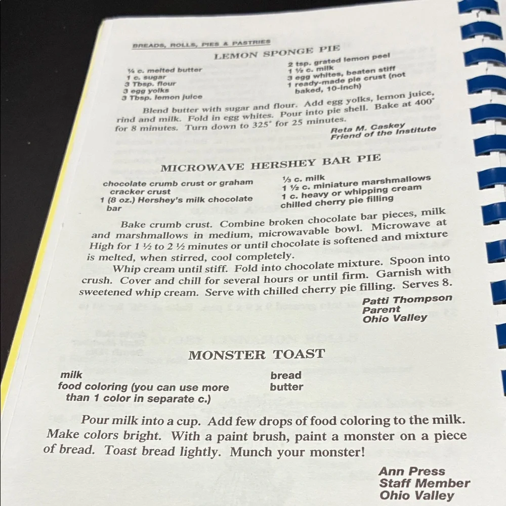 The Early Learning Institute Pittsburgh PA Celebrity Cookbook 2000